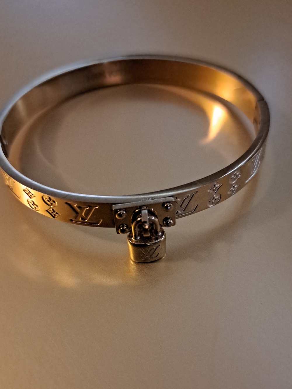 Gold Monogram Padlock Bangle Bracelet